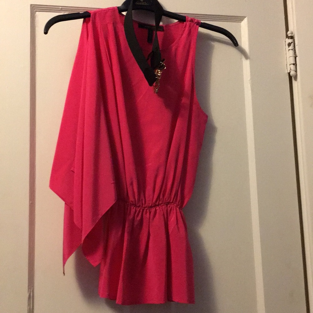 BCBGMAXAZRIA  Hot Pink Butterfly Belt Silk Top